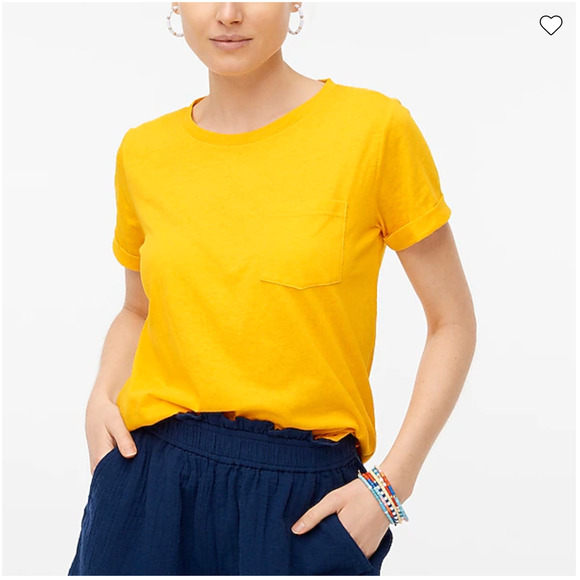 NWT J. Crew Sweet Marigold Slub Cotton-Blend Rolled Short-Sleeve Tee - Picture 4 of 9